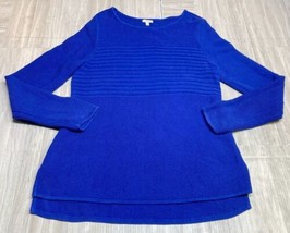 Talbots Size Large Long Sleeve Knit Sweater Blue Side Slits - $14.69