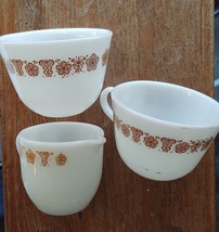 Vintage Corelle Gold Butterfly Pyrex Coffee Cups and Creamer Pitcher Serving Set - £15.97 GBP