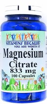 833mg Magnesium Citrate 100 Capsules High Potency Extra Strength - $13.90