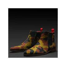 Men TAYNO Chelsea Chukka Micro Suede Soft Comfortable Boot Victorian Green Camo image 4