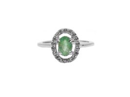 Tiny Emerald Solitaire Ring 925 Solid Silver Emerald May Birthstone Ring... - $36.62