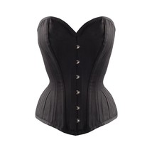 Black Cotton Gothic Overbust Corset Bustier Valentine Top - £77.80 GBP