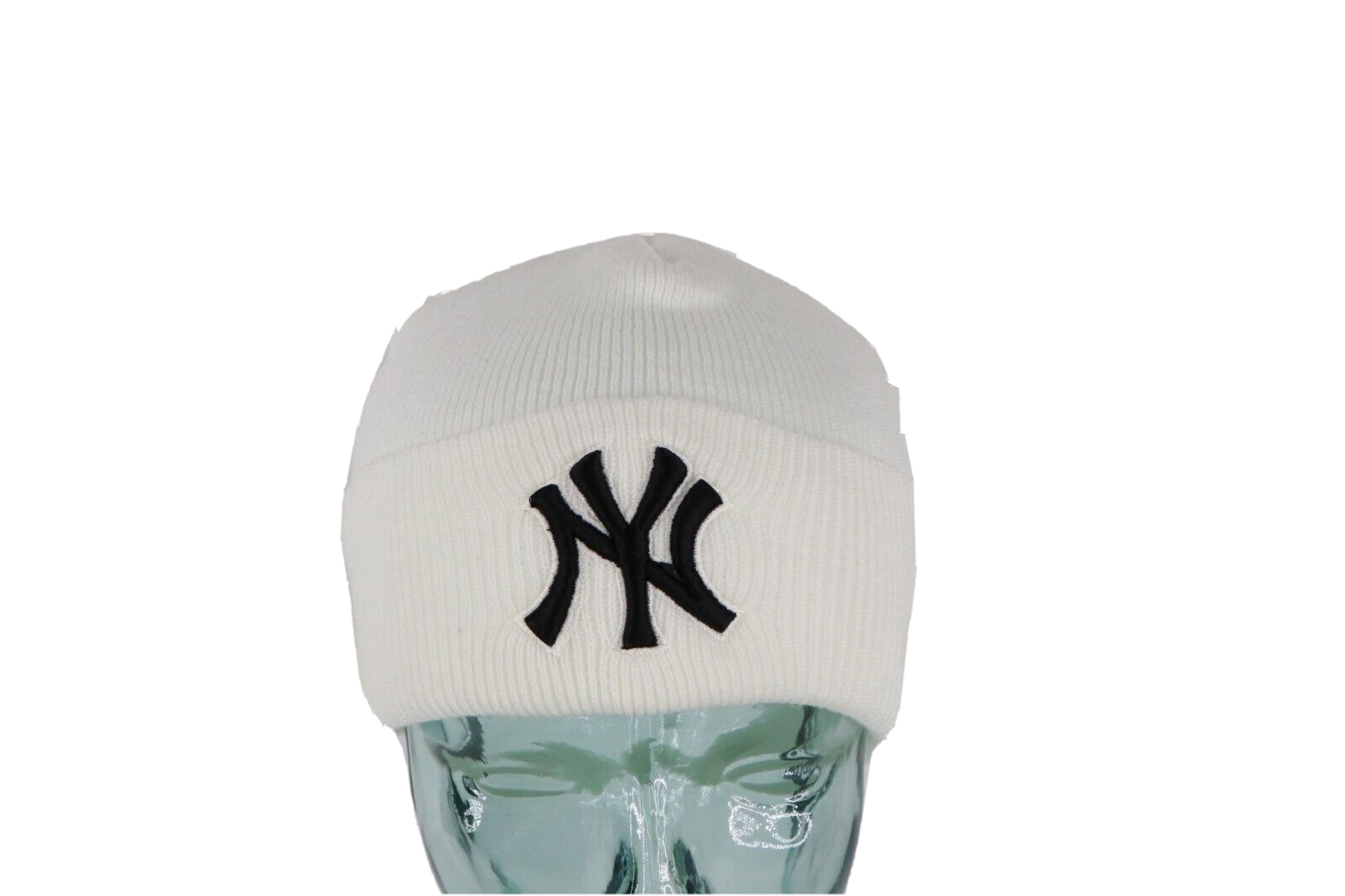 NOS Vtg Hip Hop New York Yankees Baseball Knit Winter Beanie Hat White Womens