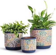 Deecoo 3 Piece Ceramic Plant Pots Indoor Pots Set With Drainage Holes,, ... - $39.99