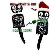 Kit-Cat Klock Clock Christmas Accessories – Santa Hat and Green &amp; White ... - $19.99