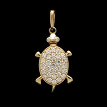 0.16CT Round Simulated Diamond Turtle Pendant 14K Yellow Gold Plated - £65.75 GBP