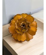 Vintage Honey Tone Beige Rose Flower Metal Enamel Brooch Pin Gold Trim 5... - $93.29 MXN