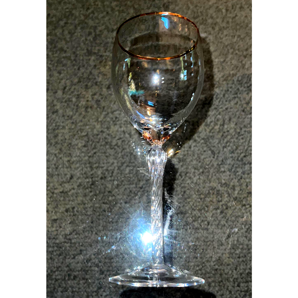Lenox Monroe Wine Glasses, Clear Crystal w Twisted Stem & Gold Trim - $24.75