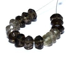 Smoky Quartz Faceted Rondelle Beads Natural Loose Gemstone Making Jewelry - £6.36 GBP