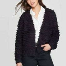 NEW Universal Thread Women&#39;s L/S Open Loopy Knit Cardigan Large Wool Blend Black - £11.86 GBP