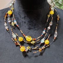 Womens Fashion Multi Bead Glass Gypsy Artsy Collar Necklace with Lobster Clasp - £21.18 GBP