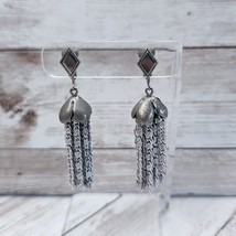 Vintage Sarah Coventry Clip On Earrings Silver Tone Chain Dangle - Some Tarnish - £11.18 GBP
