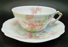 Antique Charles Limoges Depose France Porcelain Pink Flowers Daisy Tea Cup  - £17.34 GBP