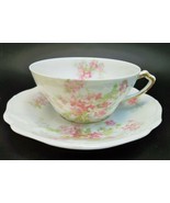 Antique Charles Limoges Depose France Porcelain Pink Flowers Daisy Tea Cup  - £17.05 GBP