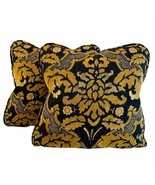 PR Pillow Covers 18&quot; Designer Covington Black Gold Orange Damask Leaf Sc... - £42.91 GBP