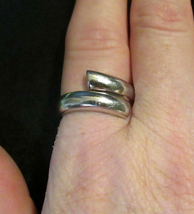 Liquid Silver Bypass Band Ring Adjustable Marked LS (Tested Sterling Silver) - £23.58 GBP