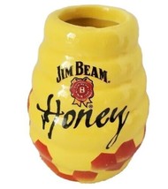 Jim Beam HONEY Jar Bee hive Shaped ceramic shot glass Yellow Collector  - $9.74