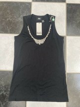NWT 100% AUTH D&amp;G Dolce Gabbana Embellished Black Tank Top Sz 42 - $384.12