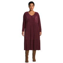 Terra &amp; Sky Women&#39;s Plus Size Long Sleeve Plisse Midi Dress Size 3x Rust... - $24.74