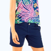 LILLY PULITZER The 7&quot; Jayne Short Women&#39;s 00 Navy Textured Shorts, Gold Button - £20.88 GBP