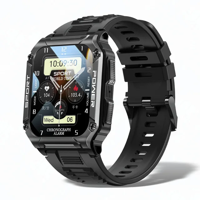 Rugged Military Smart Watch Men For Android IOS Ftiness Watches Ip68 Wat... - £56.71 GBP