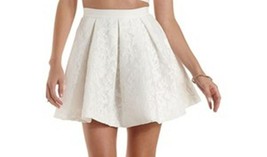 MUSTARD SEED White Lace Flared Exposed Zip lined Skirt ( S ) FREE SHIPPING - $58.60