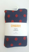 Gymboree Tights Girls 3-4 Navy Blue Red Polka Dot Homecoming Kitty Cotton Blend - £9.64 GBP