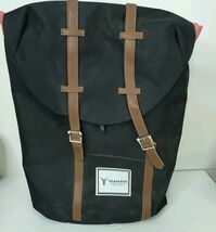 Yaamava Black Brown Fabric Computer Backpack Pink Liner Large Backpack 18&quot; - $47.39 CAD