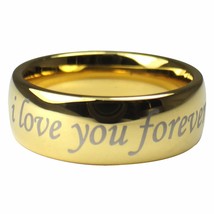 18K Gold I Love You Forever Wedding Band Mens Womens Tungsten Anniversary Ring - £19.97 GBP
