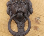 Cast Iron Antique Style Rustic LION HEAD Door Knocker *SMALL CRACK IN RING* - $13.99