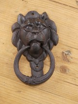 Cast Iron Antique Style Rustic Lion Head Door Knocker *Small Crack In Ring* - £11.27 GBP