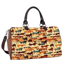 Horse Design Heavy Canvas 18.5&quot; Weekender Bag Horse Lovers Duffle Luggage - $34.80