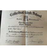 1948 Cathedral High School Boston MA Diploma - £13.76 GBP