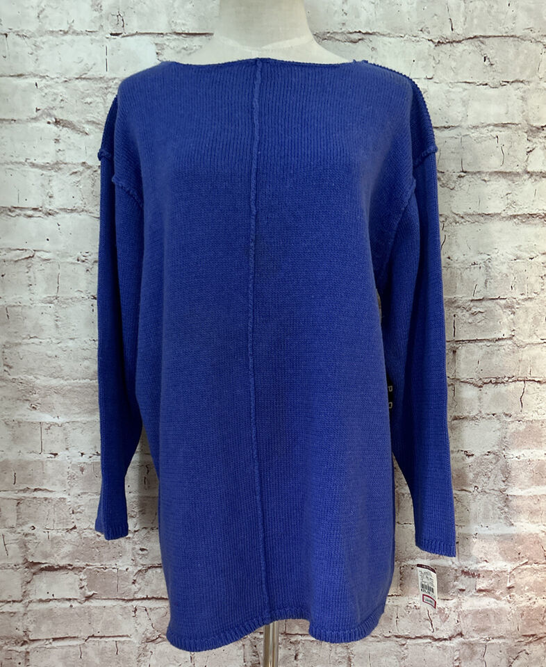 Primary image for Vintage Lagenlook Sweater Chaus Womens Small NEW PERIWINKLE Blue Exposed Seam