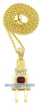 The Plug New Rhinestone Pendant with 24 Inch Rope Chain Necklace Power - £15.66 GBP