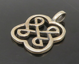 925 Sterling Silver - Vintage Shiny Open Celtic Knot Design Pendant - PT13850 - £26.08 GBP