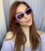New Fashionista Oversized Elegant Square Purple Geometric Women's Sungla... - $9.99