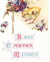 Best Easter Wishes Baby Chick Postcard 1913 Davenport Iowa Posted Lost Nation IA - £9.62 GBP