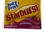 Juicy Fruit Starburst Strawberry Pink Sugar Free Gum 15 Sticks Collectors - £11.05 GBP