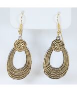 Monet Vintage Silver and Gold Pierced Earrings Tear Drop Hoop  Signed Da... - $267.02 MXN