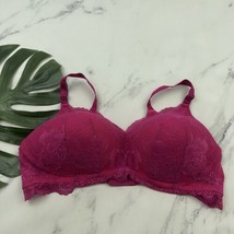 Torrid Curve Wireless Bra Size 44 D Dark Pink Lace Full Coverage Lined - £19.71 GBP