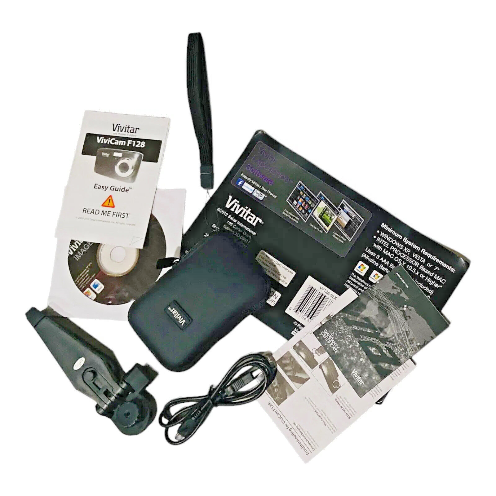 Vivitar Vivicam F128 14.1MP Compact Digital Camera Black NEW Charger Case TriPod - £18.10 GBP
