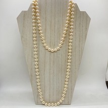 Vintage Bead 17&quot; Necklace Hand Knotted Faux Pearl Double Strand Luster W... - £19.53 GBP