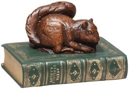 Bookends Bookend MOUNTAIN Lodge Busy Squirrel on Book Small Green Resin - £207.03 GBP