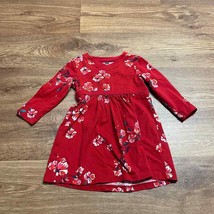Tea Collection Red Floral Faux Wrap Dress Baby Girl Size 9-12M Months Cotton - £15.64 GBP