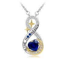 Infinity Necklace To the Moon and Back Blue Sapphire Gemstone Engagement Pendent - £143.52 GBP