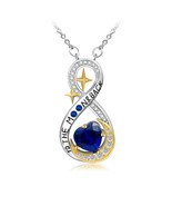 Infinity Necklace To the Moon and Back Blue Sapphire Gemstone Engagement... - £142.65 GBP