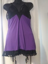 baci lingerie LACE MINI SKIRT Purple Black  M/L B1 - $266.28 MXN