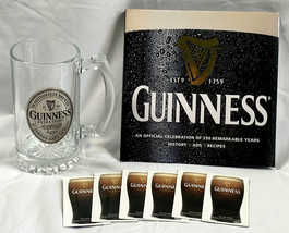 Guinness Extra Stout Glass Beer Mug 6 Magnets &amp; 250 Remarkable Years Book - $39.55