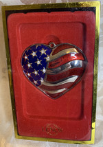 Lenox Heart Of America Enamel Metal Red White Blue Patriotic Ornament Rhinestone - $11.30